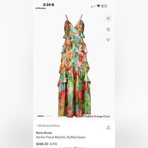 NWT Ramy Brook Tropical Orange Floral Maxi Dress